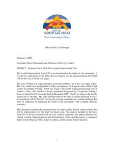 Office of the City Manager  February 4, 2009 Honorable Mayor Montandon and Members of the City Council SUBJECT: Proposed Fiscal[removed]Capital Improvement Plan The Capital Improvement Plan (CIP) is an investment in th