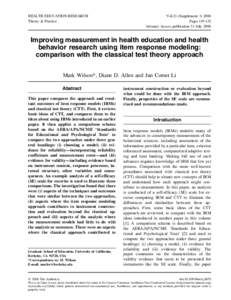 Evaluation / Scale / Reliability / Classical test theory / Validity / Polytomous Rasch model / Computerized adaptive testing / Level of measurement / Item response theory / Psychometrics / Education / Statistics