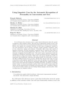 Using Linguistic Cues for the Automatic Recognition of Personality in Conversation and Text