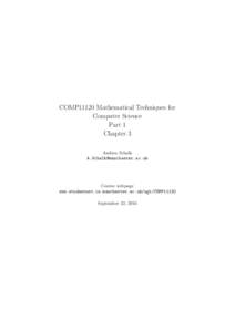 COMP11120 Mathematical Techniques for Computer Science Part 1 Chapter 3 Andrea Schalk 