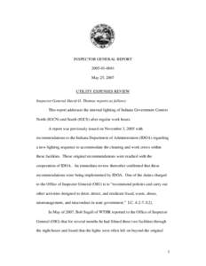 INSPECTOR GENERAL REPORT[removed]May 25, 2007 UTILITY EXPENSES REVIEW Inspector General David O. Thomas reports as follows: