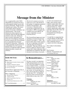 1 THE TRIPSHEET, Vol.6, Issue 2, December[removed]Message from the Minister As we approach the end of 2005, Manitobans are looking forward to celebrating the holiday season with