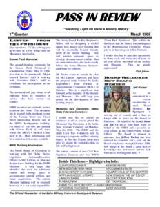 PASS IN REVIEW “Shedding Light On Idaho’s Military History” 1st Quarter LETTER FROM