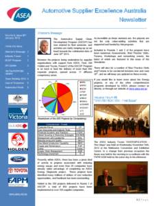 Automotive Supplier Excellence Australia Newsletter Director’s Message Volume 5, Issue #01 January, 2013