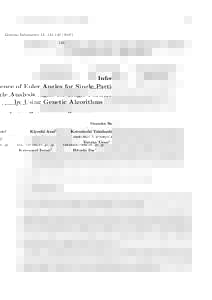 Genome Informatics 13: 133–Inference of Euler Angles for Single Particle Analysis by Using Genetic Algorithms