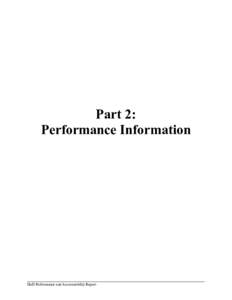 Part 2: Performance Information DoD Performance and Accountability Report  Performance Information