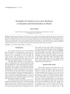 variation LimnologicalExamples Review 7,of1: 11-18 in ice cover thickness in mountain and lowland lakes in Poland  11