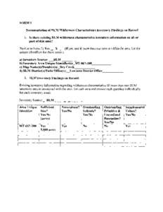 Documentation of BLM Wilderness Inventory Findings on Record Billings Unit 200