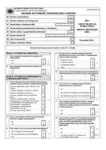 GŁÓWNY URZĄD STATYSTYCZNY, al. Niepodległości 208, Warszawa www.stat.gov.pl  BADANIE AKTYWNOŚCI EKONOMICZNEJ LUDNOŚCI