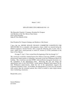 Government / Government of New Mexico / American Association of State Colleges and Universities / Consortium for North American Higher Education Collaboration / Eastern New Mexico University / North Central Association of Colleges and Schools / New Mexico Senate / President pro tempore / Washington State Capitol / New Mexico / United States Senate / State governments of the United States