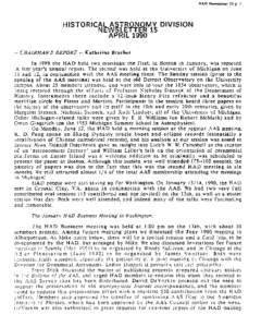 HAD Newsletter IS p. 1  HISTORICAL ASTRONOMY DIVISION NEWSLETTER 15 APRIL 1990