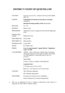 DISTRICT COURT OF QUEENSLAND CITATION: Swanston & Associates v. Shrapnel Downing & ElksQDC 224