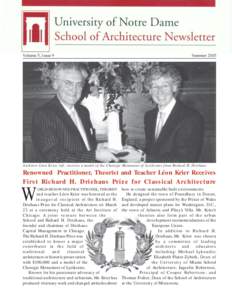 Volume 5, Issue 9  Summer 2003 Architect Léon Krier, left, receives a model of the Choregic Monument of Lysikrates from Richard H. Driehaus
