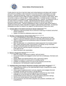 Education / Disaster preparedness / Emergency management / Humanitarian aid / Occupational safety and health / Office of Safe and Drug Free Schools / Crime prevention / Communities In Schools / School counselor / Health / Crime / Law enforcement