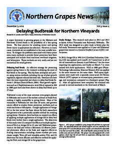 Northern Grapes News December 3, 2014 Vol 3, Issue 4  Delaying Budbreak for Northern Vineyards
