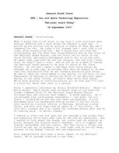 General Frank Grass AFA - Air and Space Technology Exposition “National Guard Today” 18 September[removed]General Grass: