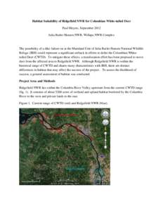 Habitat Suitability of Ridgefield NWR for Columbian White-tailed Deer Paul Meyers, September 2012 Julia Butler Hansen NWR, Willapa NWR Complex The possibility of a dike failure on at the Mainland Unit of Julia Butler Han