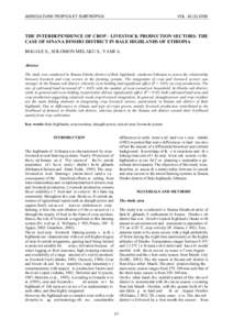 AGRICULTURA TROPICA ET SUBTROPICA  VOLTHE INTERDEPENDENCE OF CROP - LIVESTOCK PRODUCTION SECTORS: THE CASE OF SINANA DINSHO DISTRICT IN BALE HIGHLANDS OF ETHIOPIA