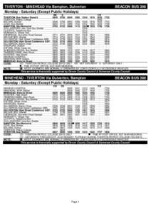 TIVERTON - MINEHEAD Via Bampton, Dulverton Monday - Saturday (Except Public Holidays) BEACON BUS 398  NS