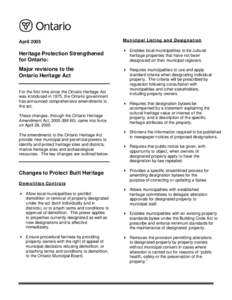 Ontario Heritage Amendment Act Bulletin