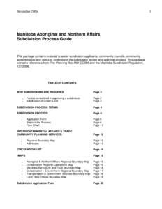 November[removed]Manitoba Aboriginal and Northern Affairs Subdivision Process Guide