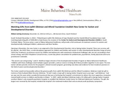 Harold Alfond / Child and adolescent psychiatry / Maine Medical Center / Autism / Mental disorder / Developmental disability / Psychiatry / Medicine / Health