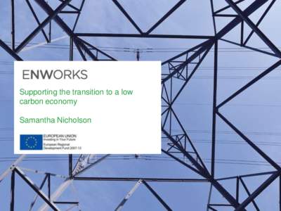 Supporting the transition to a low carbon economy Samantha Nicholson Introducing ENWORKS • Established in 2001
