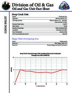 Division of Oil & Gas Oil and Gas Unit Fact Sheet Deep Creek Unit COOK INLET