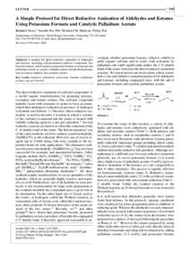 LETTER  555 A Simple Protocol for Direct Reductive Amination of Aldehydes and Ketones Using Potassium Formate and Catalytic Palladium Acetate