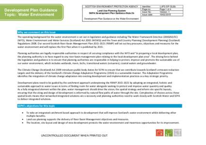 Development plan guidance on the water environment