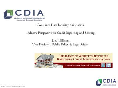 Consumer Data Industry Association Industry Perspective on Credit Reporting and Scoring Eric J. Ellman Vice President, Public Policy & Legal Affairs  © 2011, Consumer Data Industry Association