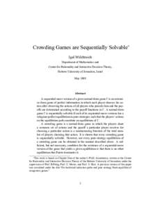 Crowding Games are Sequentially Solvable