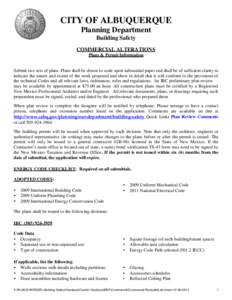 CITY OF ALBUQUERQUE Planning Department Building Safety COMMERCIAL ALTERATIONS Plans & Permit Information