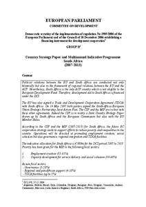EUROPEAN PARLIAMENT COMMITTEE ON DEVELOPMENT Democratic scrutiny of the implementation of regulation No[removed]of the European Parliament and of the Council of 18 December 2006 establishing a financing instrument for 