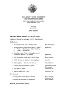 CECIL COUNTY ETHICS COMMISSION Cecil County Administration Building c/o Human Resources Department 200 Chesapeake Boulevard, Suite 2800 Elkton, Maryland 21921