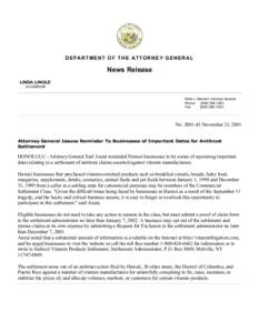 Attorney General Issues Reminder To Businesses of Important D...