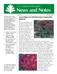 U. S. National Arboretum  News and Notes Fall 2003 News and Notes is issued three times a year, in January,