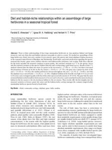 Journal of Tropical Ecology:385–394. © Cambridge University Press 2012 doi:S0266467412000302 Diet and habitat-niche relationships within an assemblage of large herbivores in a seasonal tropical fores