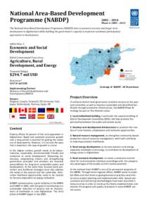 National Area-Based Development 2002 – 2014 Programme (NABDP) Phase 3: 2009 – 2014 The National Area-Based Development Programme (NABDP) aims to promote recovery and longer term development in Afghanistan while build