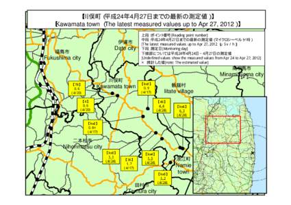 【川俣町（平成24年4月27日までの最新の測定値）】 【Kawamata town （The latest measured values up to Apr 27, 2012）】 伊達市 Date city