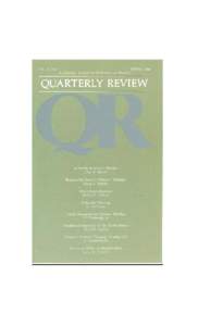 VOL. 6, NO. 1 SPRING 1986 A Scholarly Journal for Reflection on Ministry QUARTERLY REVIEW