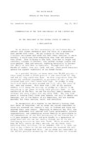THE WHITE HOUSE Office of the Press Secretary For Immediate Release  May 25, 2012