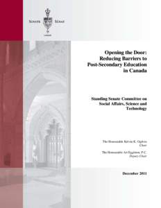 Opening the Door: Reducing Barriers to Post-Secondary Education in Canada  Standing Senate Committee on