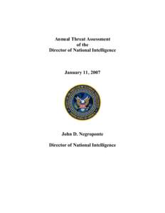 Annual Threat Assessment of the Director of National Intelligence January 11, 2007