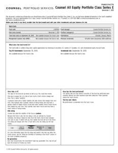 FUND FACTS  Counsel All Equity Portfolio Class Series E November 1, 2013