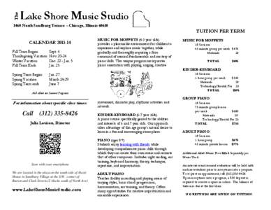 The  Lake Shore Music Studio 1460 North Sandburg Terrace – Chicago, Illinois 60610