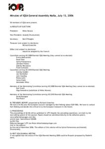 Minutes of IQSA General Assembly Malta, July 13, [removed]members of IQSA were present. A) RESULTS OF ELECTIONS President:  Mirko Navara