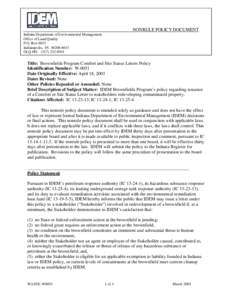 NONRULE POLICY DOCUMENT Indiana Department of Environmental Management Office of Land Quality P.O. Box 6015 Indianapolis, IN[removed]OLQ PH: ([removed]