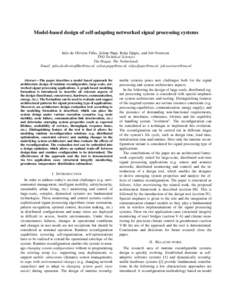 Model-based design of self-adapting networked signal processing systems  Julio de Oliveira Filho, Zoltan Papp, Relja Djapic, and Job Oostveen TNO Technical Sciences The Hague, The Netherlands Email: julio.deoliveirafilho