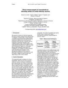 Crowe  16th Coherent Laser Radar Conference Direct measurement of crosswinds to remotely sense 3-D wind-velocity vectors